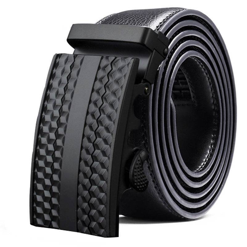 Fashion Casual Men's Leather Belt - Two-Layer Automatic Buckle Design - Buy Center