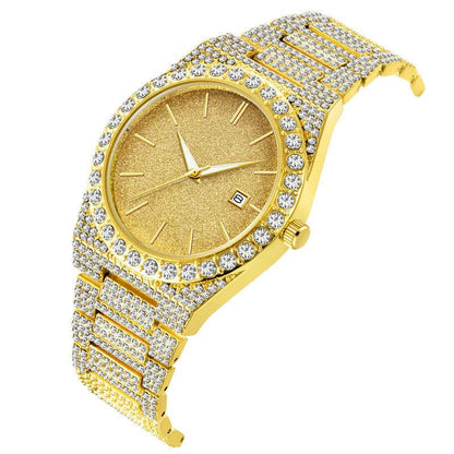 Stylish Men's Diamond Calendar Quartz Watch - Modern Design for Everyday Use - Buy Center