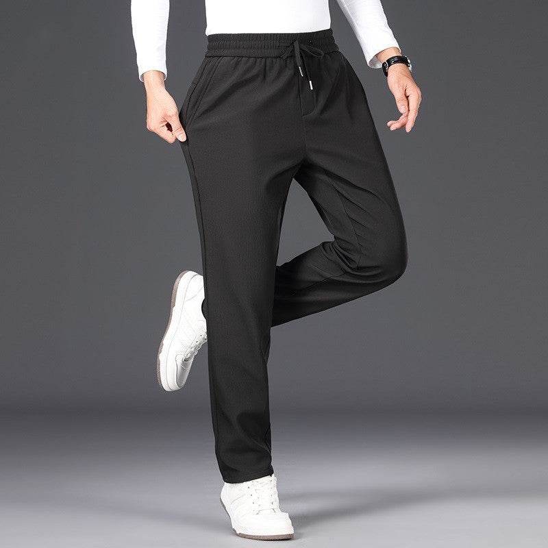Buycenter Men's Fleece-Lined Straight Suit Pants - Winter Casual Trousers - Buy Center