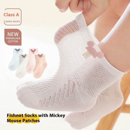 Cute Breathable Mesh Baby Socks - Thin Cotton, Striped & Cartoon Designs - Buy Center