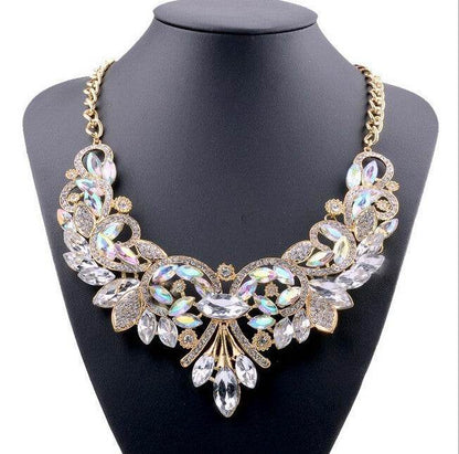 Elegant Diamond Alloy Flower Necklace - Korean Inspired for Women - Buy Center