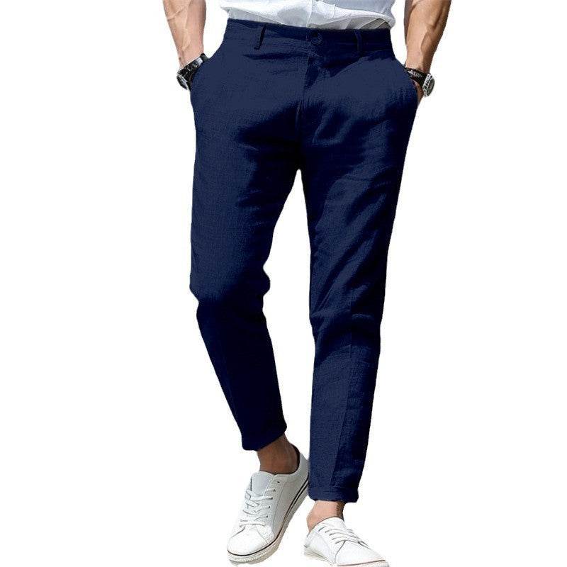 Men's Linen Summer Trousers - Mid Waist, Slant Pockets, Straight-Leg - Buy Center