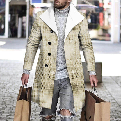 Stylish 3D Digital Printing Men's Woolen Trench Coat - Premium Fashion 2025 - Buy Center