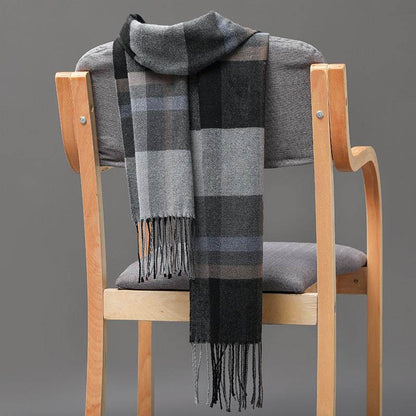 British Plaid Cashmere Scarf - Stylish Tassels, Perfect for Couples & Families - Buy Center