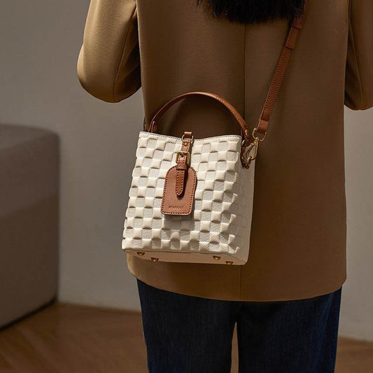 Buycenter Cowhide Bucket Shoulder Bag - Urban Simplicity Crossbody Style - Buy Center