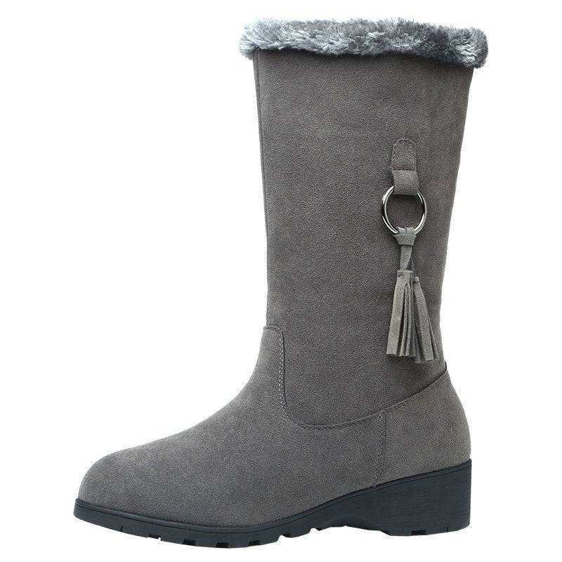 Long Furry Mouth Fleece Lined Martin Boots - Stylish & Waterproof Design - Buy Center