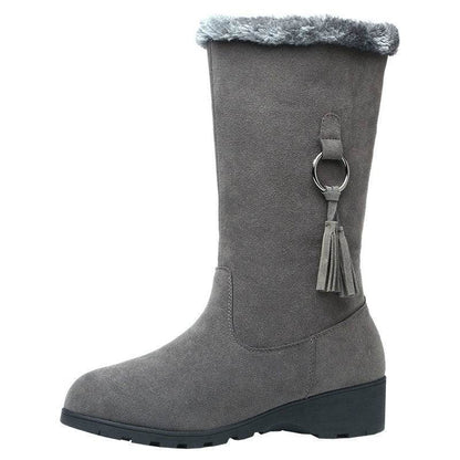 Long Furry Mouth Fleece Lined Martin Boots - Stylish & Waterproof Design - Buy Center