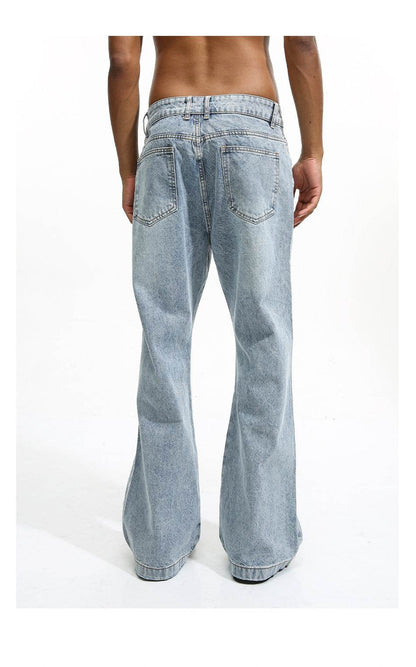 Buycenter Men's Vintage White Washed Straight Jeans - Light Blue Casual Style - Buy Center