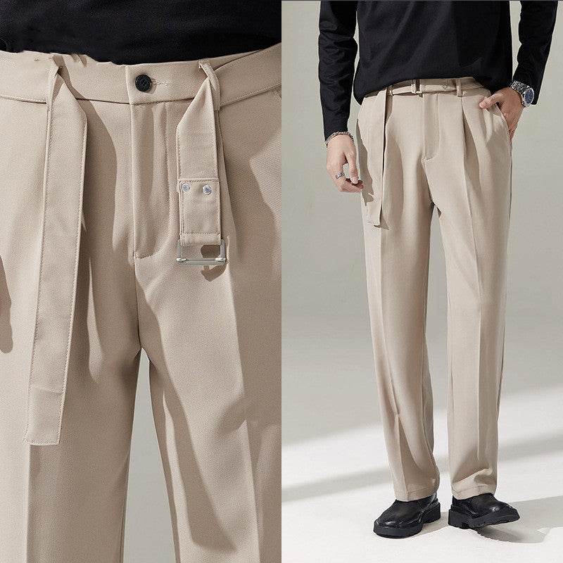 Buycenter Detachable Wide-Leg Suit Pants for Men - Casual Mid Waist Style - Buy Center