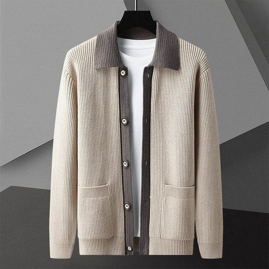 Men's Trendy Long-Sleeved Sweater Coat - Stylish Khaki, Black, Green Options - Buy Center