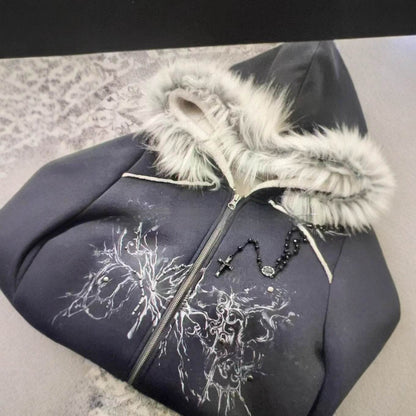 American Retro Street Hoodie – Women’s Zippered Sweatshirt for Spring Style - Buy Center