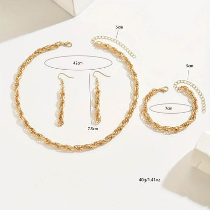Buy Center 14K Gold Plated Jewelry Set - Necklace, Bracelet & Earrings - Buy Center