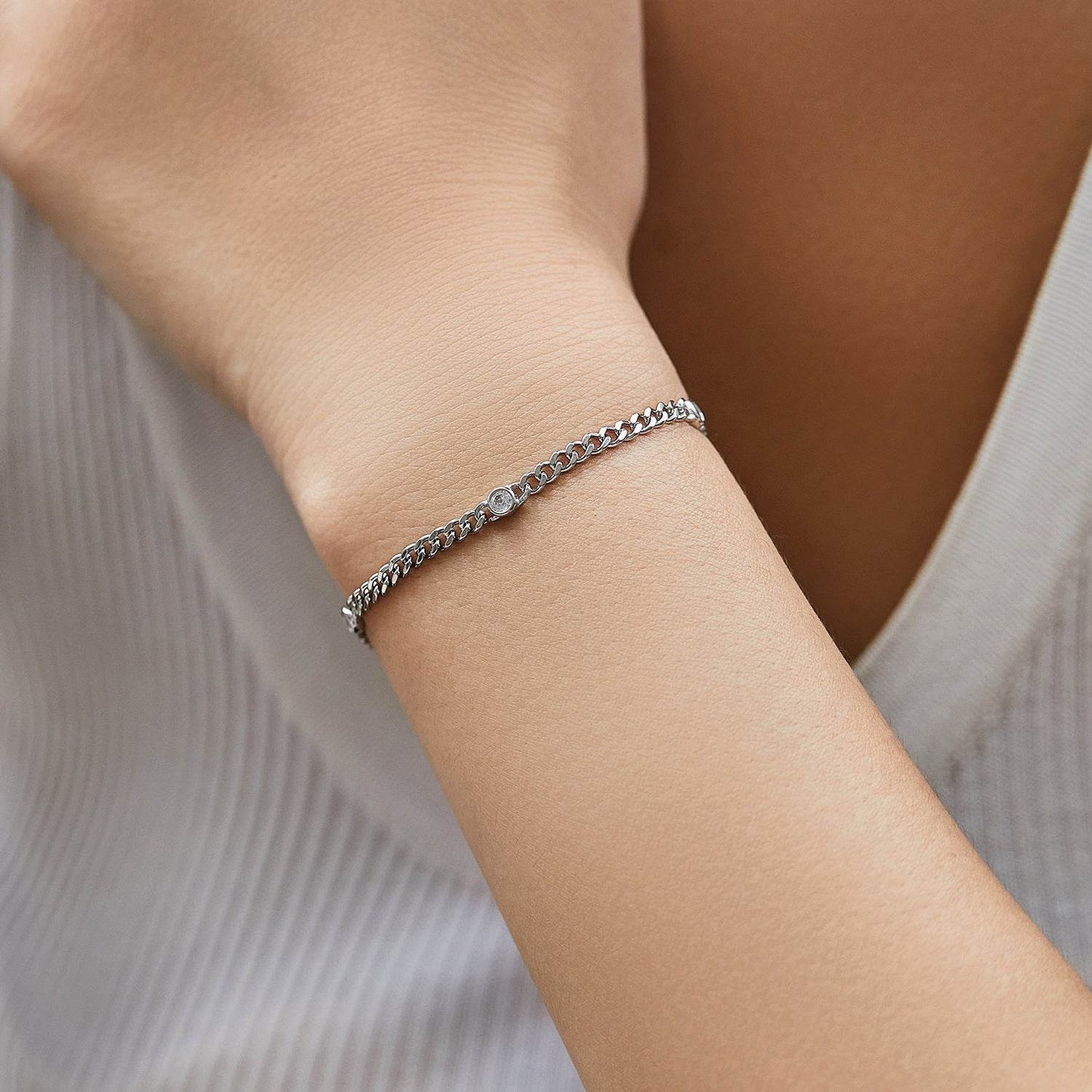 Personalized S925 Silver Diamond Bracelet - Trendy Punk Style for Women - Buy Center