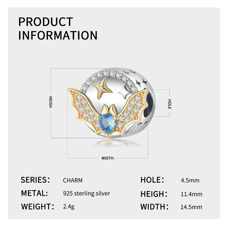 Sparkling Bat Beads - 925 Silver Halloween Jewelry Crafting Accessory - Buy Center