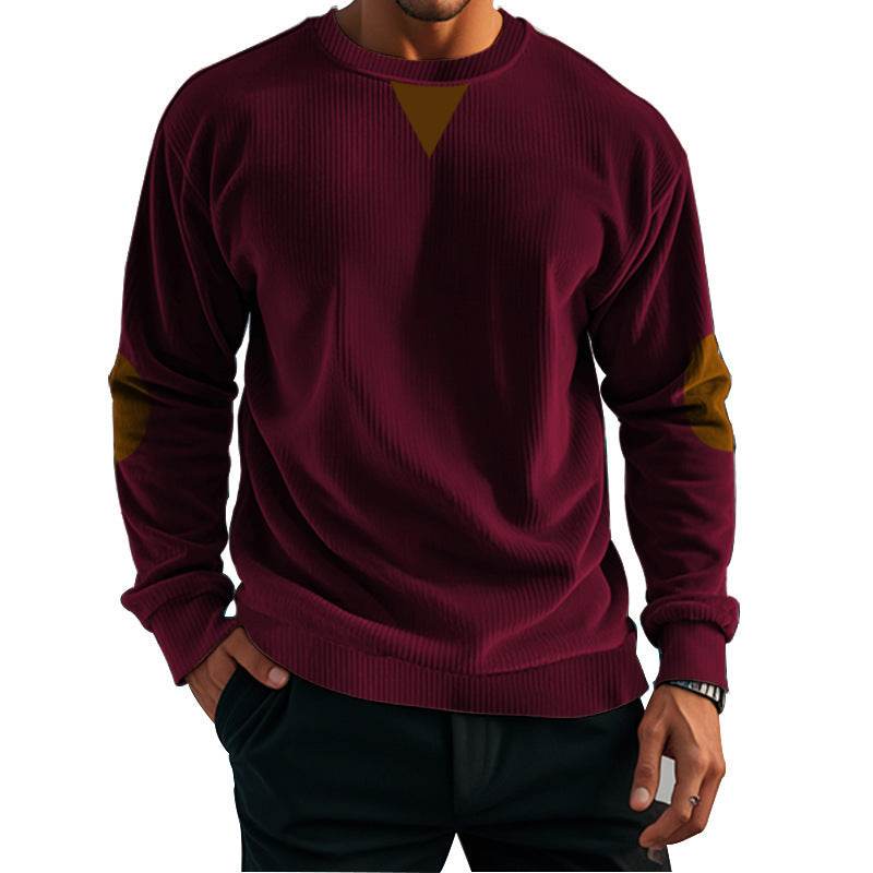 Buycenter Stand Collar Corduroy Sweater for Men - Long Sleeve Pullover - Buy Center