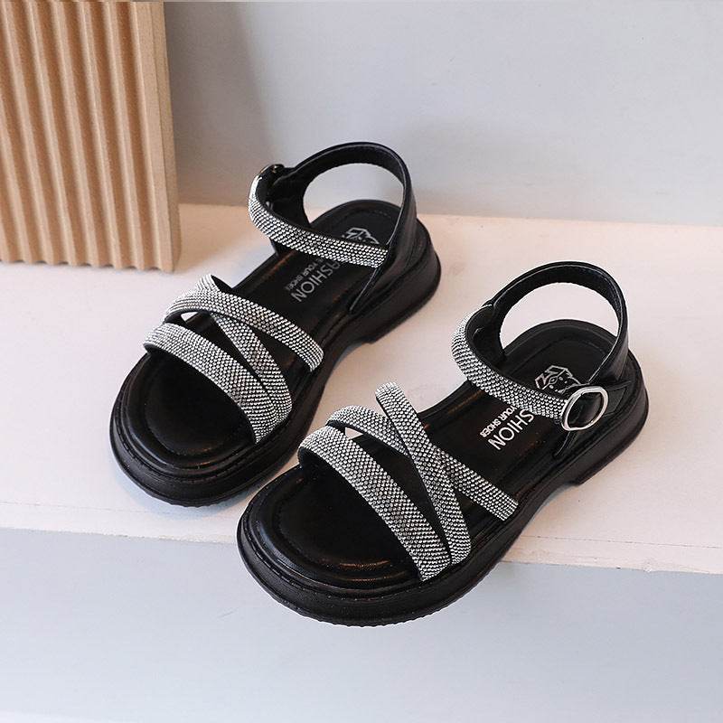 Girls' Rhinestone Decorated Sandals - Stylish Comfort for Fashionable Kids - Buy Center