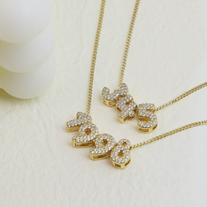 18K Zircon Brass Year Pendant Charm 2025 - DIY Jewelry Craft Accessory - Buy Center