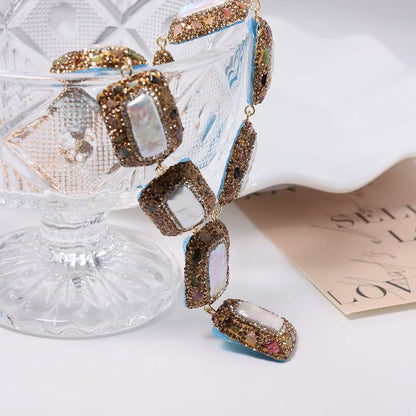 Elegant Tourmaline Pearl Necklace - Adjustable Titanium Chain, Trendy Style - Buy Center