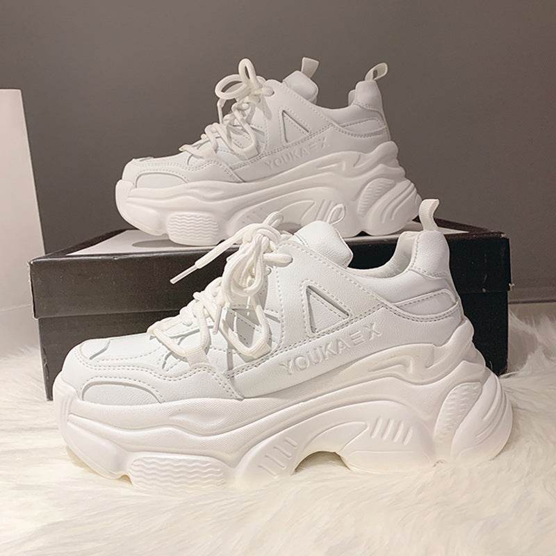 Buycenter Trendy Platform Shoes - Stylish High Heel White Sneakers - Buy Center