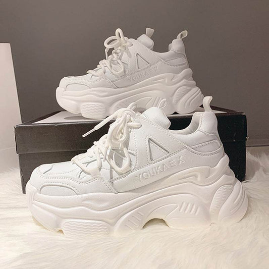 Buycenter Trendy Platform Shoes - Stylish High Heel White Sneakers - Buy Center