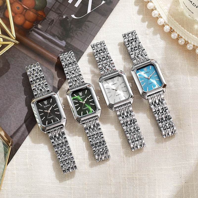 Elegant Women's Dress Watch - Square Steel Strap in Stylish Colors - Buy Center