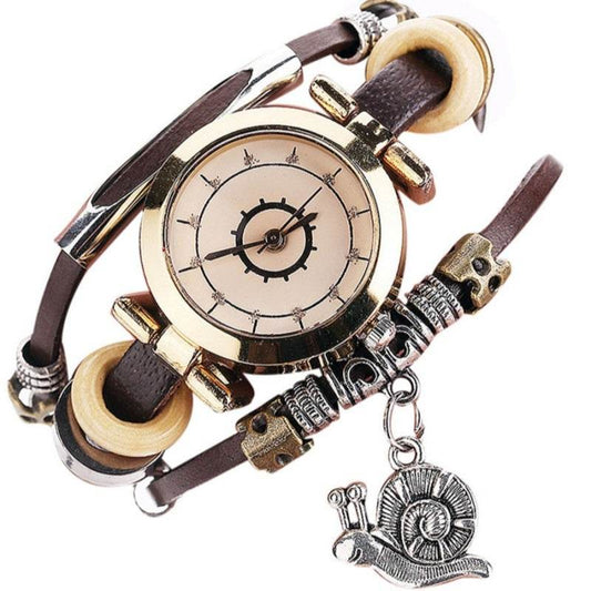 Women's Vintage Coiling Leather Bracelet Watch - Mori Style Elegant Design - Buy Center