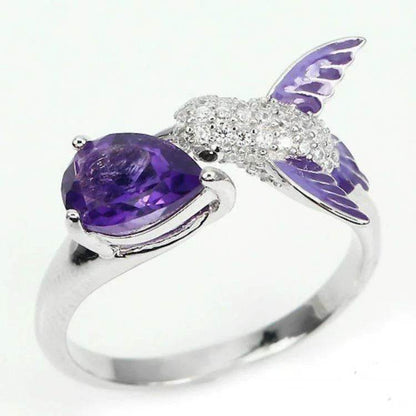 Buy Center Adjustable Purple Droplet Diamond Ring - Trendy Unisex Style - Buy Center