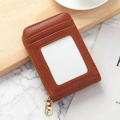 Women's Anti-Degaussing Mini Card Holder - Stylish PU Leather Wallet - Buy Center