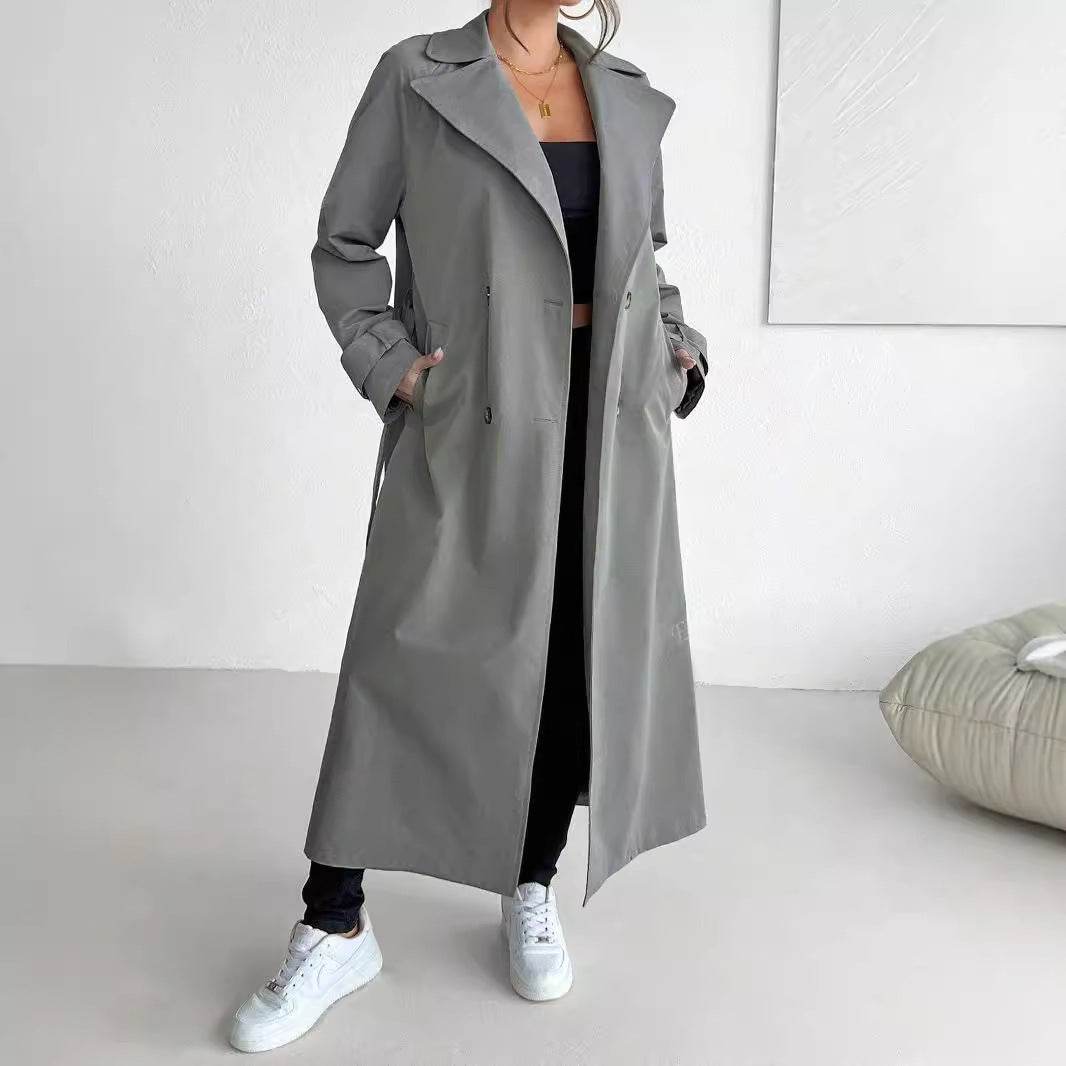 Temperament Leisure Double Breasted Coat - Elegant Gray Trench for Women - Buy Center