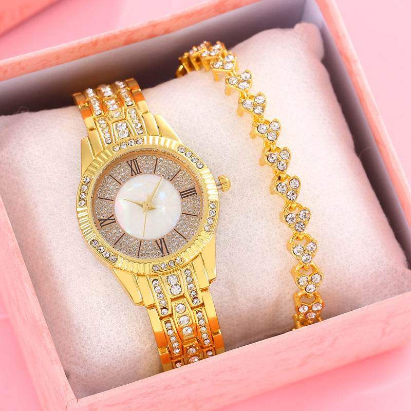 Buycenter Luxury Women's Bracelet Set - Diamond-Embedded Quartz Watch - Buy Center