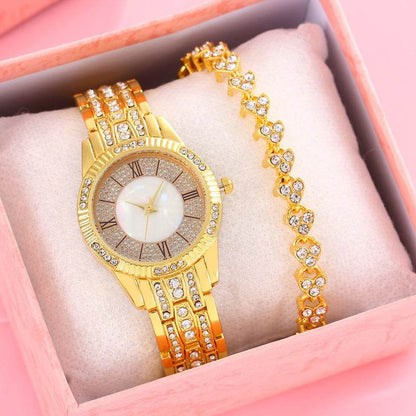 Buycenter Luxury Women's Bracelet Set - Diamond-Embedded Quartz Watch - Buy Center