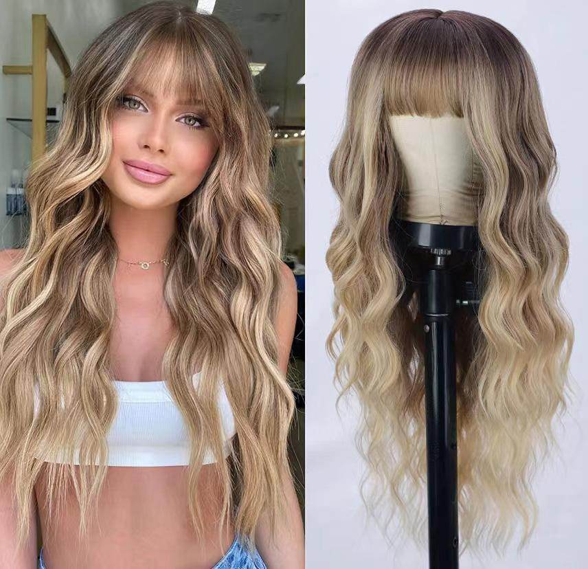 26 Inch Ash Blonde Wig with Bangs - Natural Wavy Hair for Any Occasion - Buy Center