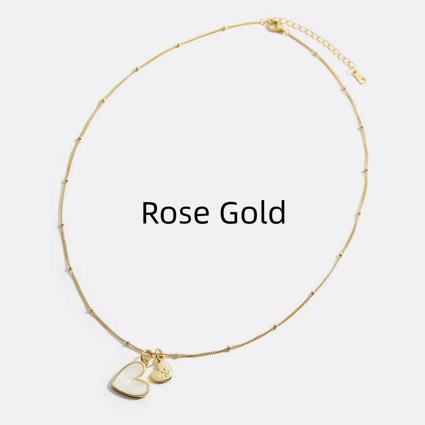 Personalized Heart-Shaped Bead Necklace - Silver, Gold, Rose Gold Options - Buy Center