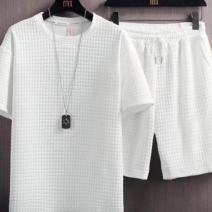 Buycenter Summer Two-Piece Suit - Men's Casual Geometric T-Shirt & Shorts - Buy Center