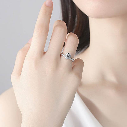 Buycenter S925 Silver Simulated Moissanite Ring - Elegant Crown Design - Buy Center