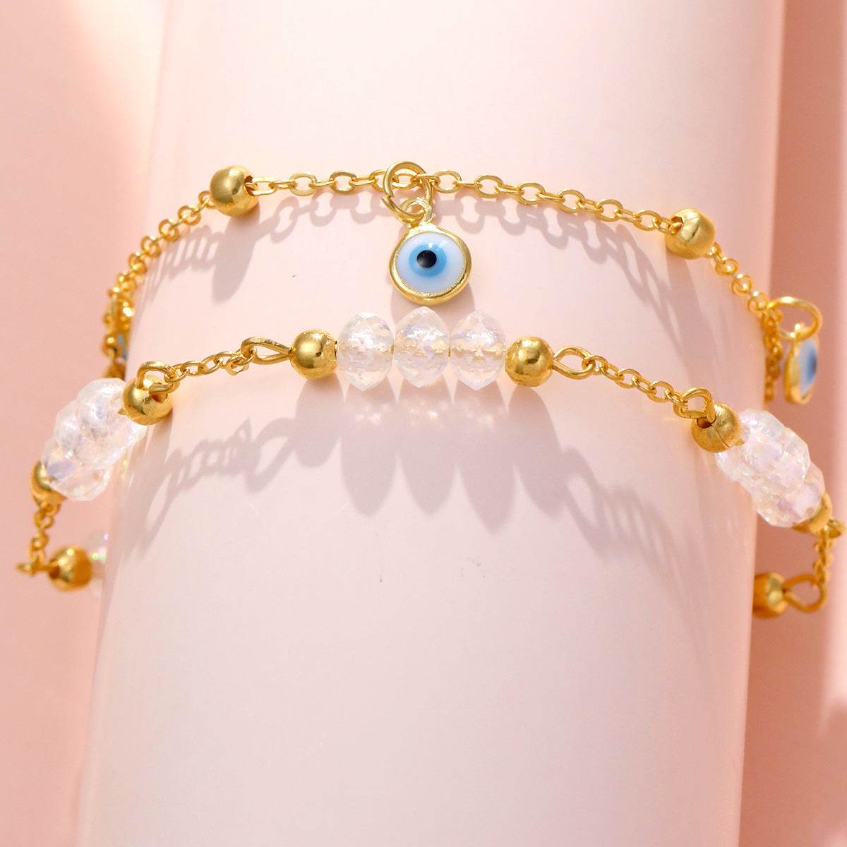 Women's Gold Multi-layer Beaded Anklet Set - Trendy Beach Body Jewelry - Buy Center