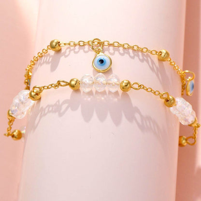 Women's Gold Multi-layer Beaded Anklet Set - Trendy Beach Body Jewelry - Buy Center