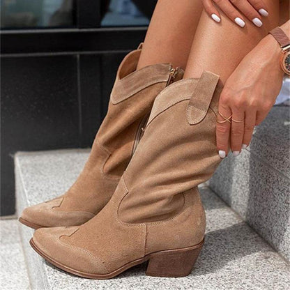 Buycenter Women's Mid Heel Boots - Ethnic Style, Chunky Heel Design - Buy Center