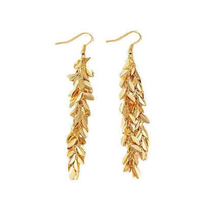 Gold Alloy Leaf Shaped Earrings - Stylish European Design for Any Occasion - Buy Center