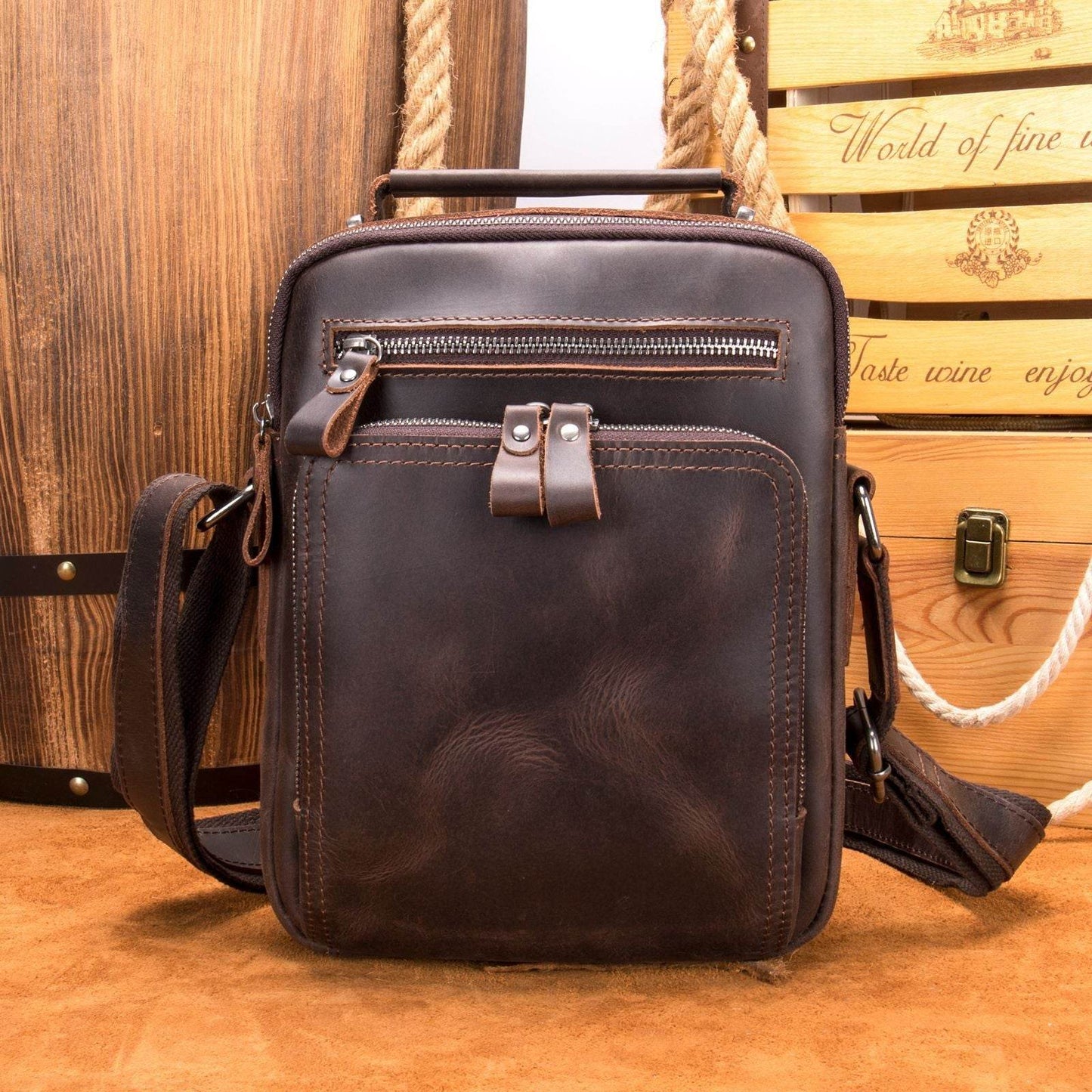 Retro Leather Shoulder Messenger Bag - Large Capacity, Waterproof Design - Buy Center
