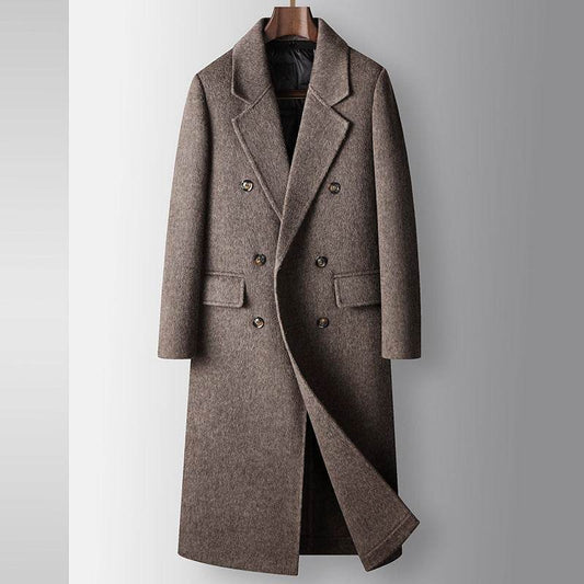 Men's Woolen Coat - Stylish Camel & Gray for Autumn Winter Warmth - Buy Center