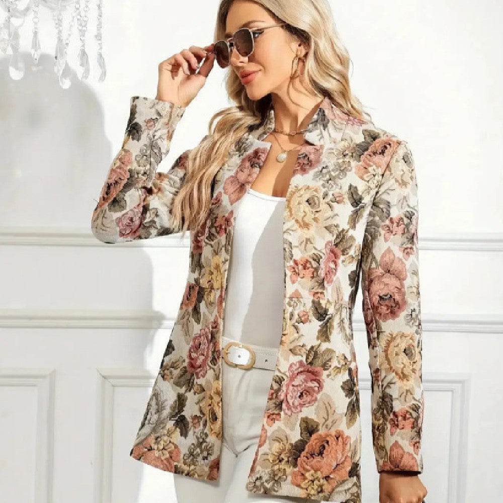 Buycenter Women's Casual Printed Jacket - Stylish Floral Design, Polyester - Buy Center