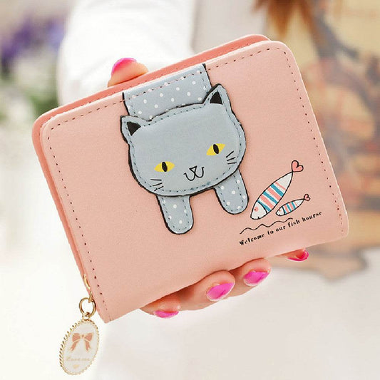 Cute Cartoon Cat Zipper Purse - Stylish PU Leather Wallet for Students - Buy Center