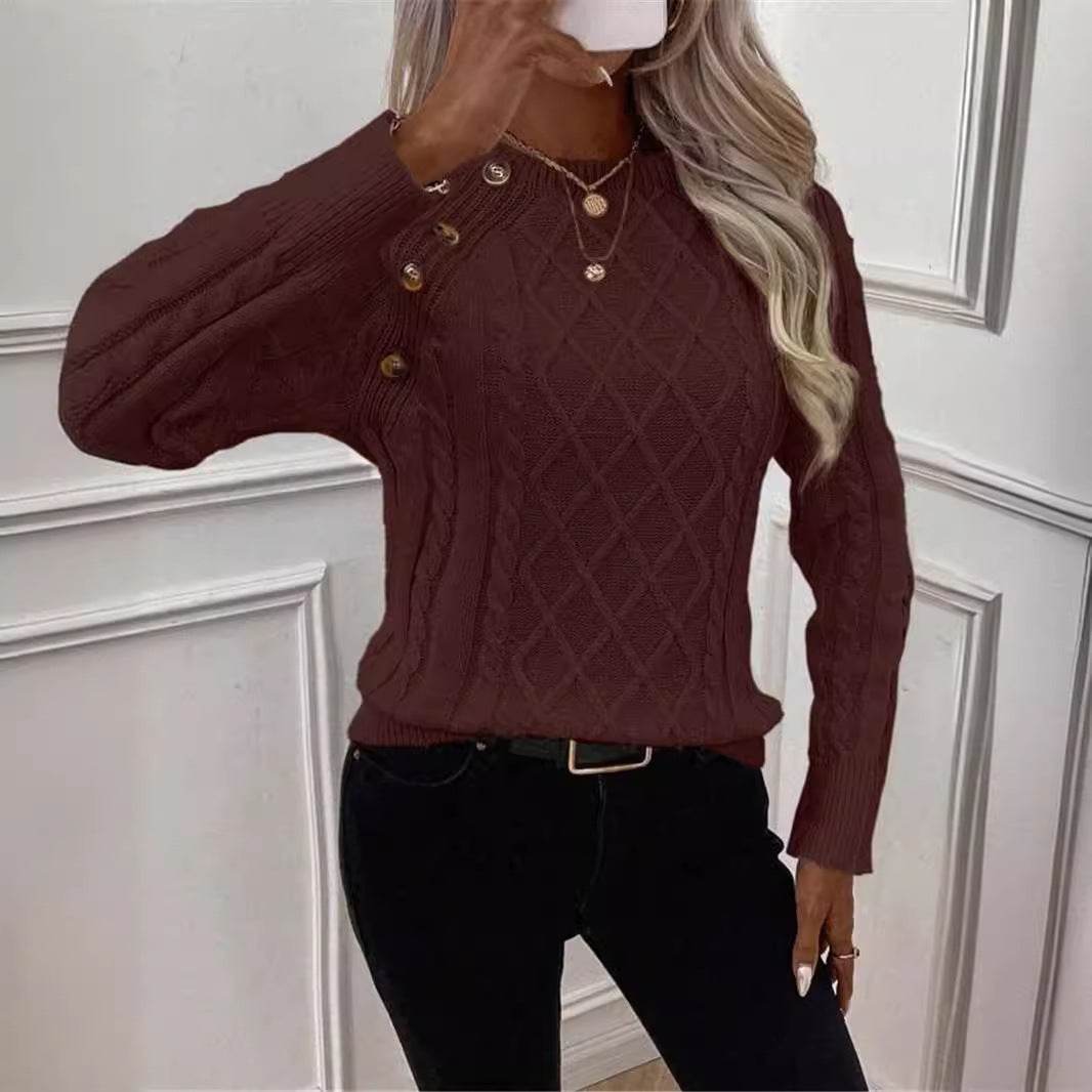 Twisted Pullover Round Neck Sweater - Loose Fit in Stylish Colors - Buy Center