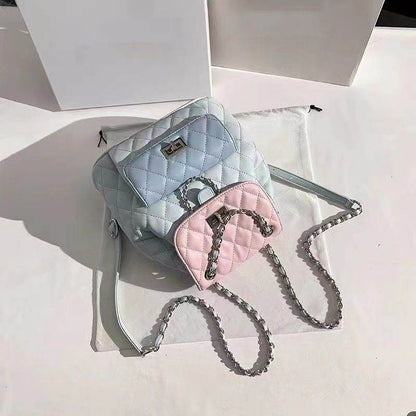 Buycenter Women's High-end Diamond Grid Backpack - Stylish Chain Design - Buy Center