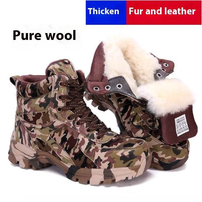 Men's Cowhide Thick Snow Boots - Warmth Retention & Stylish Design - Buy Center