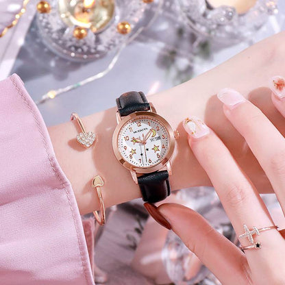 Women's Luminous Quartz Watch - Double Calendar, Stylish & Slim Design - Buy Center