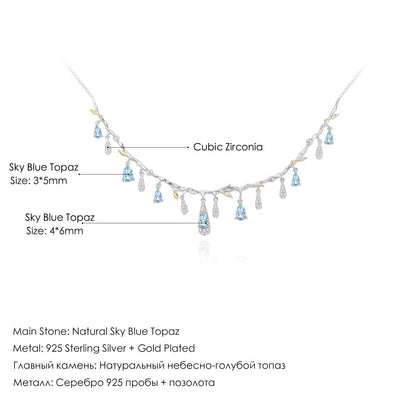 Elegant S925 Silver Natural Topaz Necklace - Stunning Blue Gemstone Pendant - Buy Center