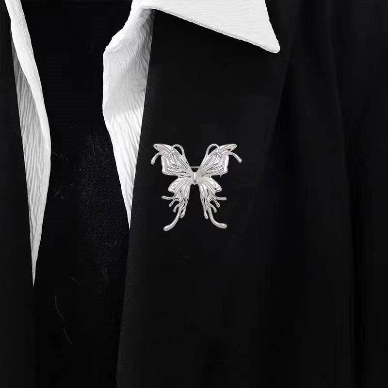 Buycenter Dark Butterfly Tassel Brooch - Elegant Alloy with Chains - Buy Center