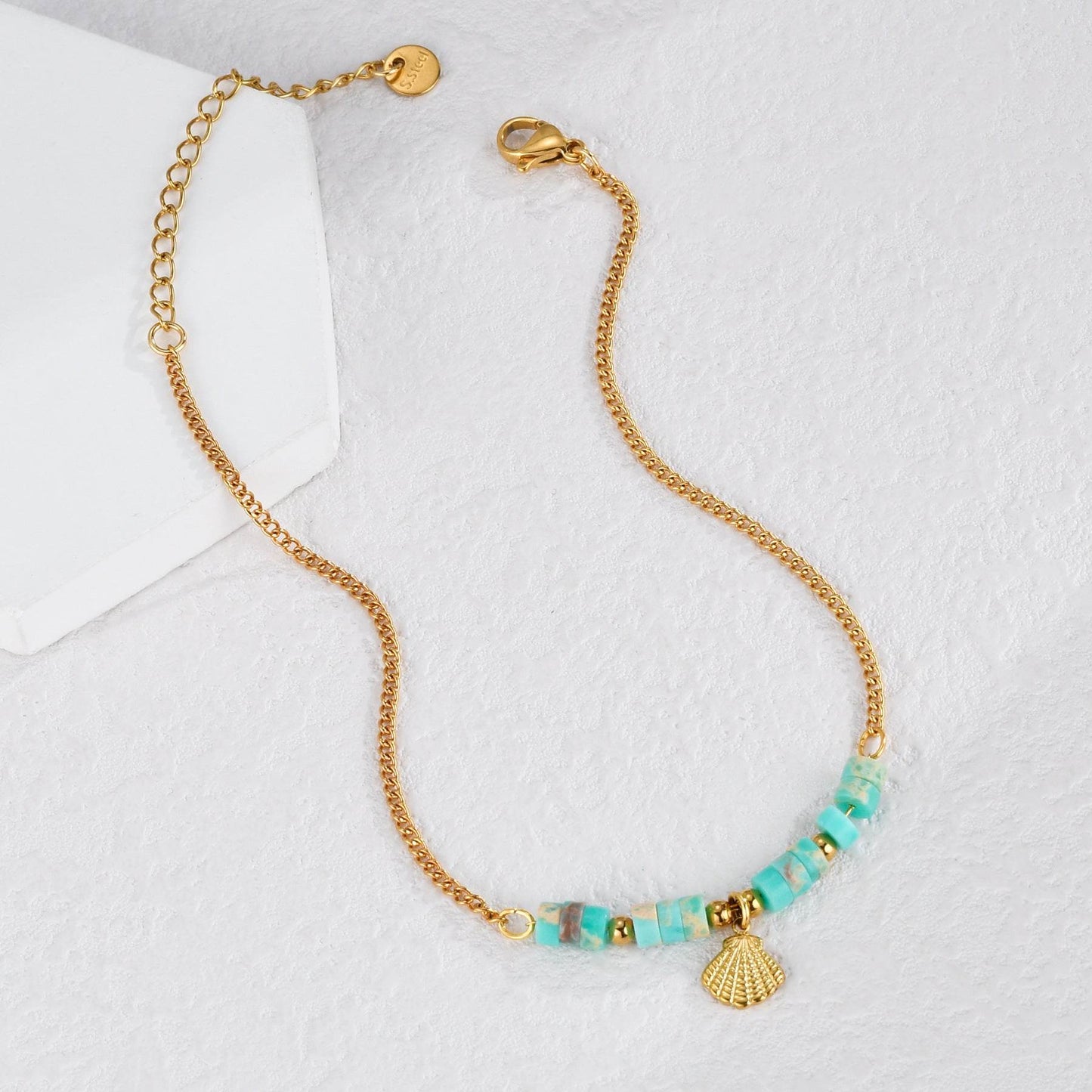 Natural Shell Beaded Anklet - Women's Titanium Steel Body Jewelry - Buy Center